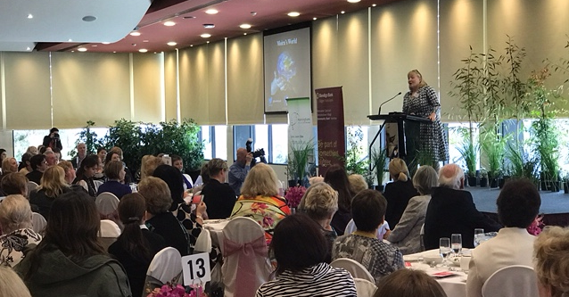 Women Inspiring Business Lunch Moira on stage